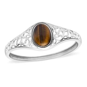 Yellow Tiger's Eye Bangle Bracelet in Stainless Steel